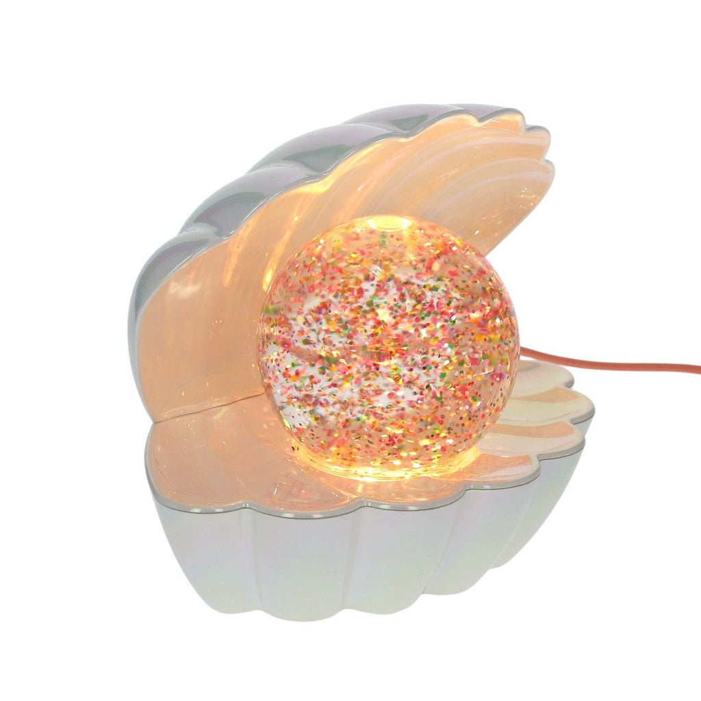 Muschellampe mit buntem Glitzer