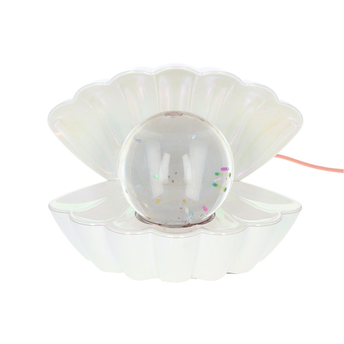 Muschellampe mit buntem Glitzer