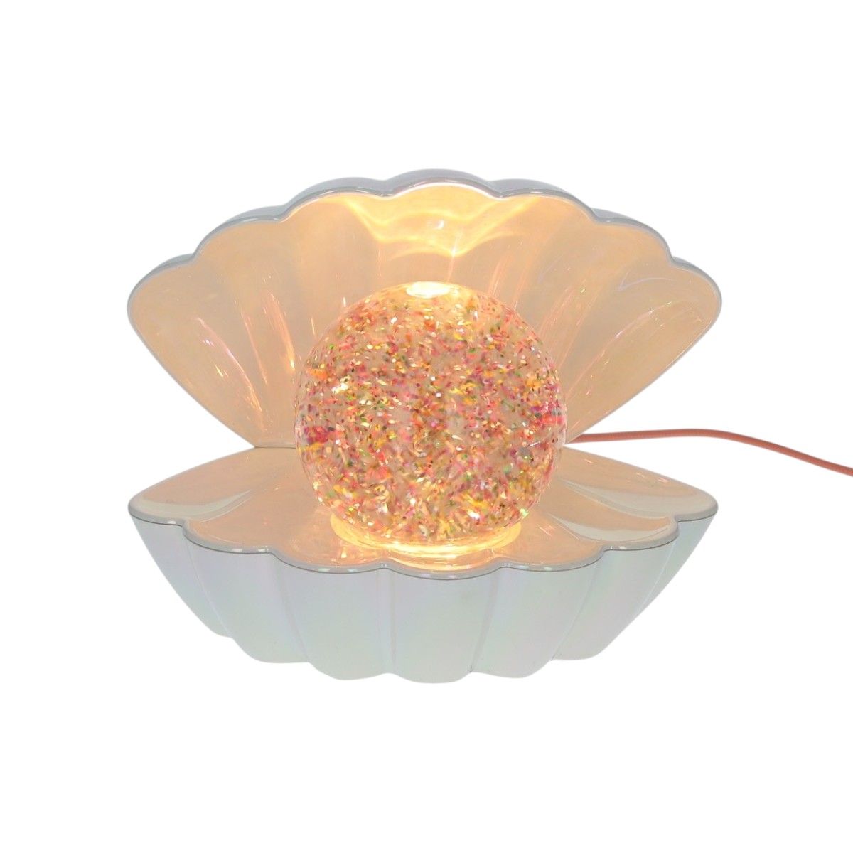 Muschellampe mit buntem Glitzer