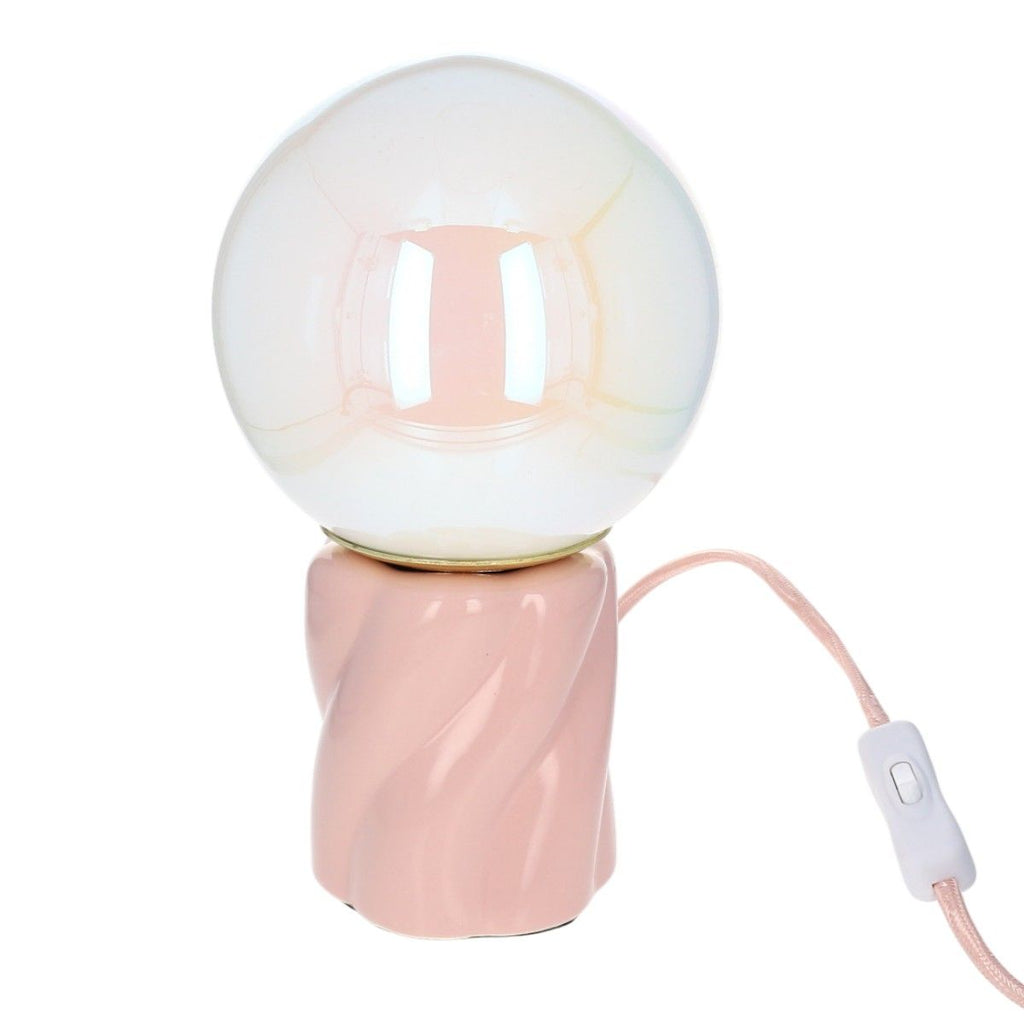 rosa Lampe rosa mit weißer Perlmutt Kugel
