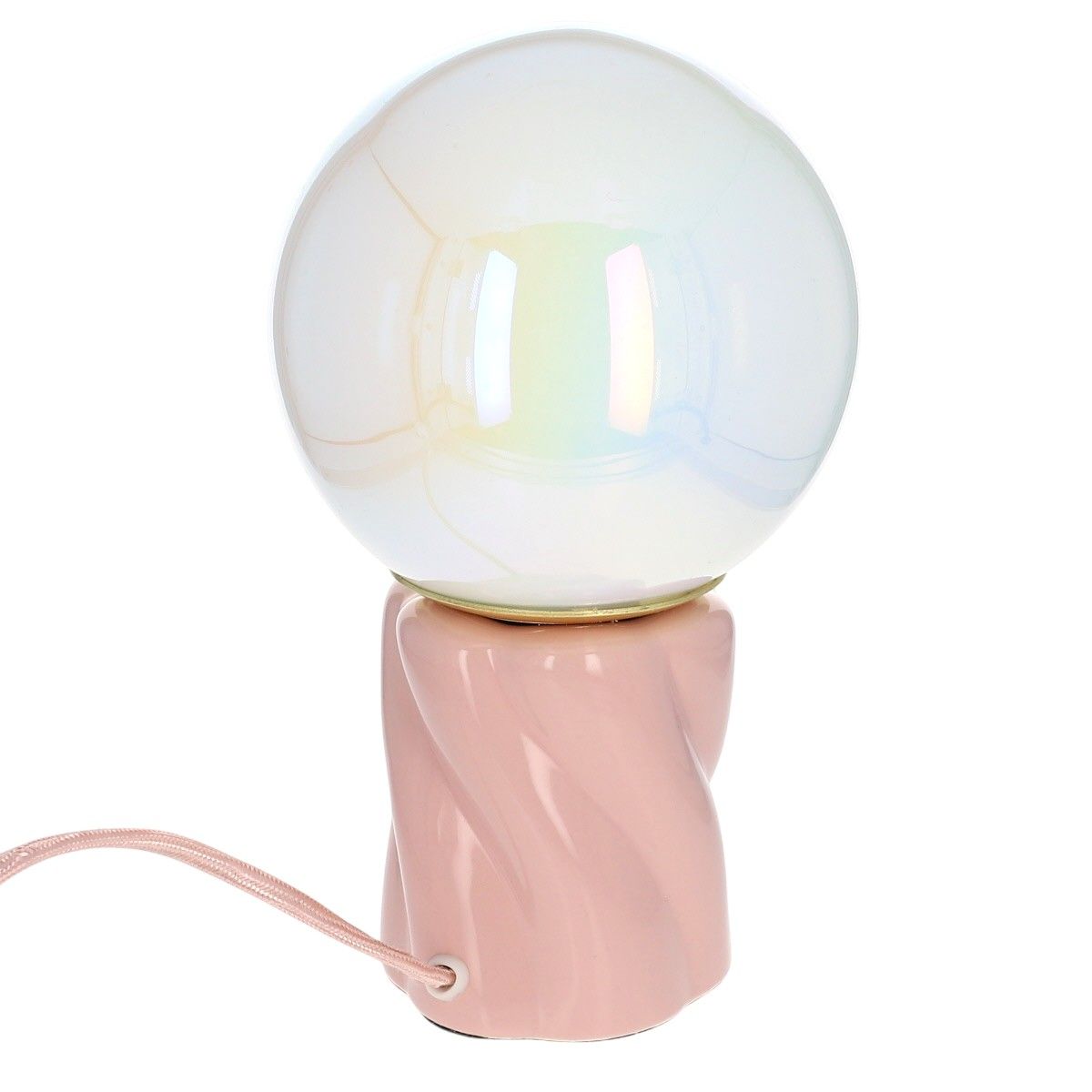 rosa Lampe rosa mit weißer Perlmutt Kugel