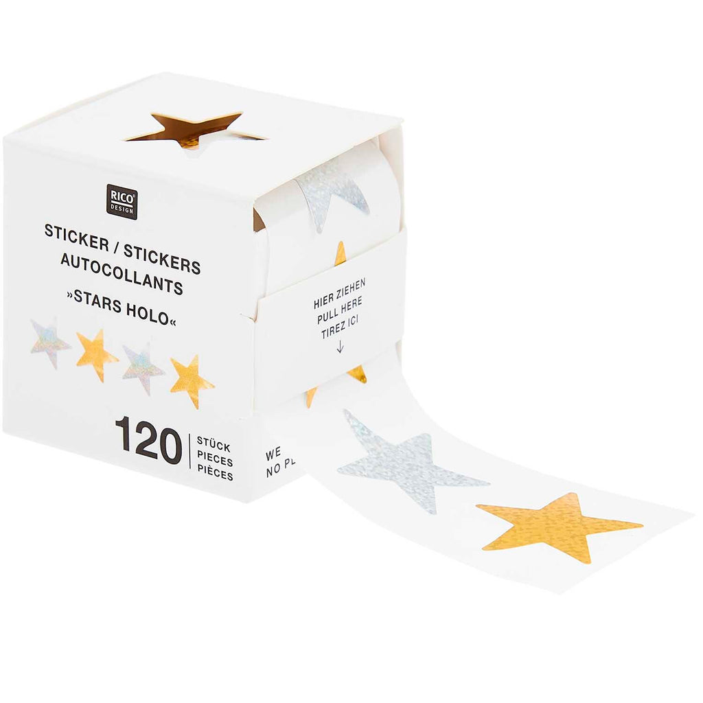 Paper Poetry Mini-Sticker Sterne holografisch Gold-Silber auf der Rolle 120 Stück