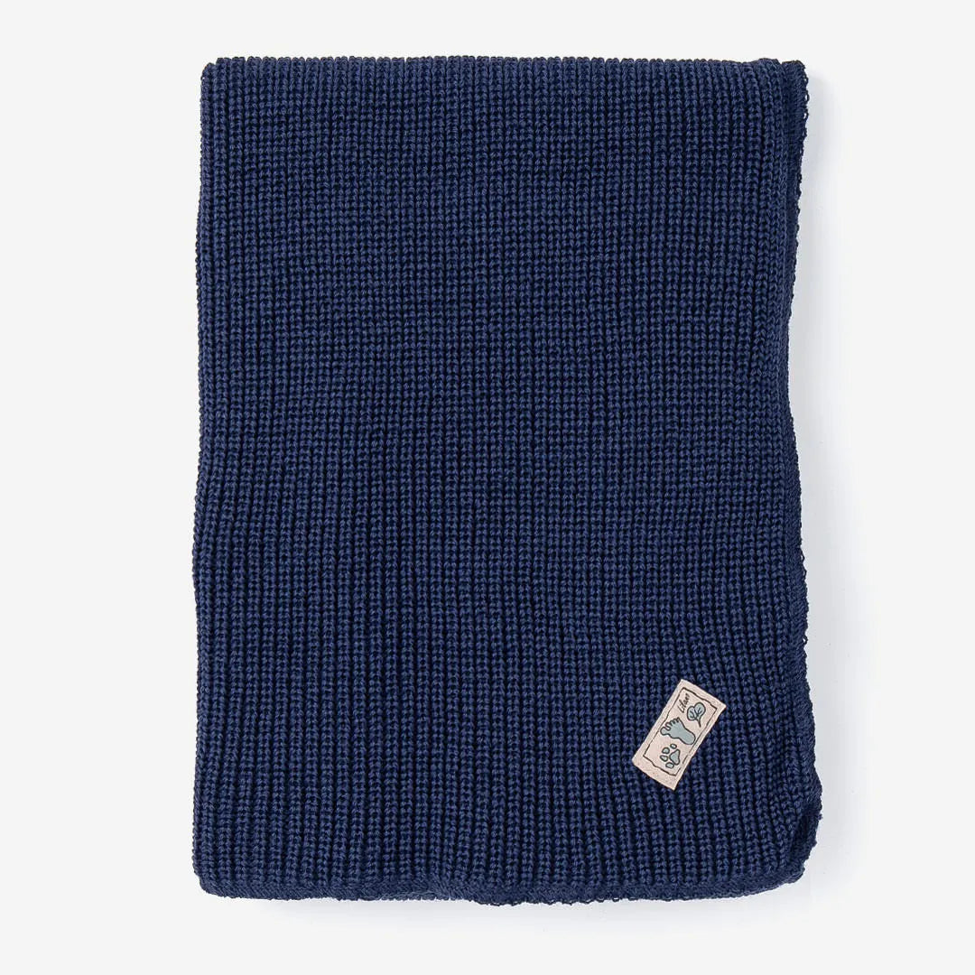 Strickdecke Wolle marine